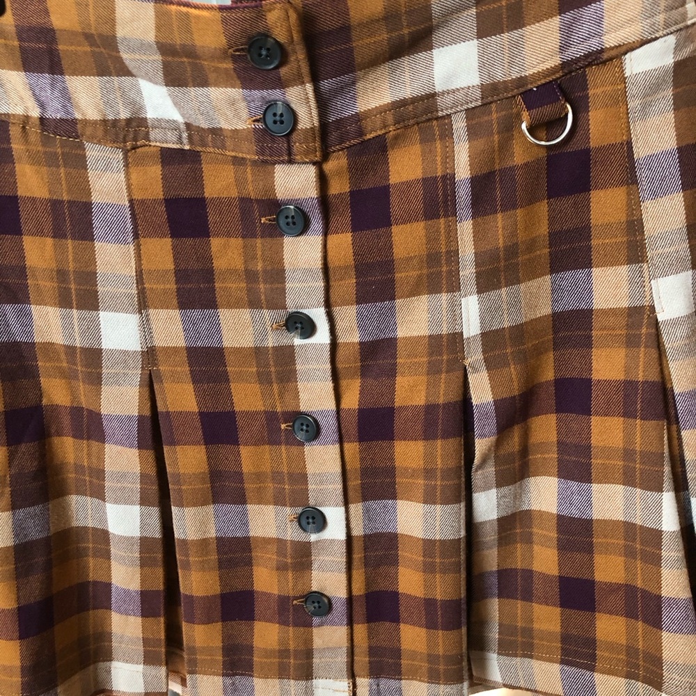 SO Plaid Skater Mini Skirt in Rust, Cream & Burgundy - Picture 4 of 15